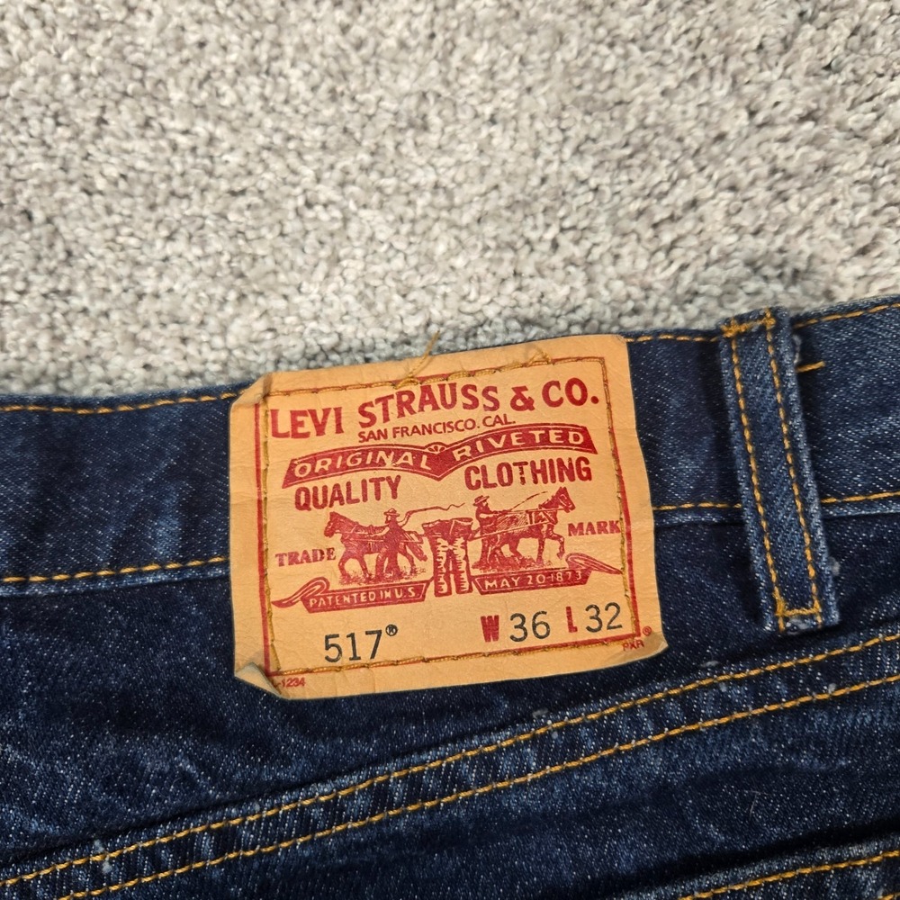 Levis 517 Boot Cut Jeans Men's 36x32 Blue 100% cotton Denim Vintage - Picture 3 of 11